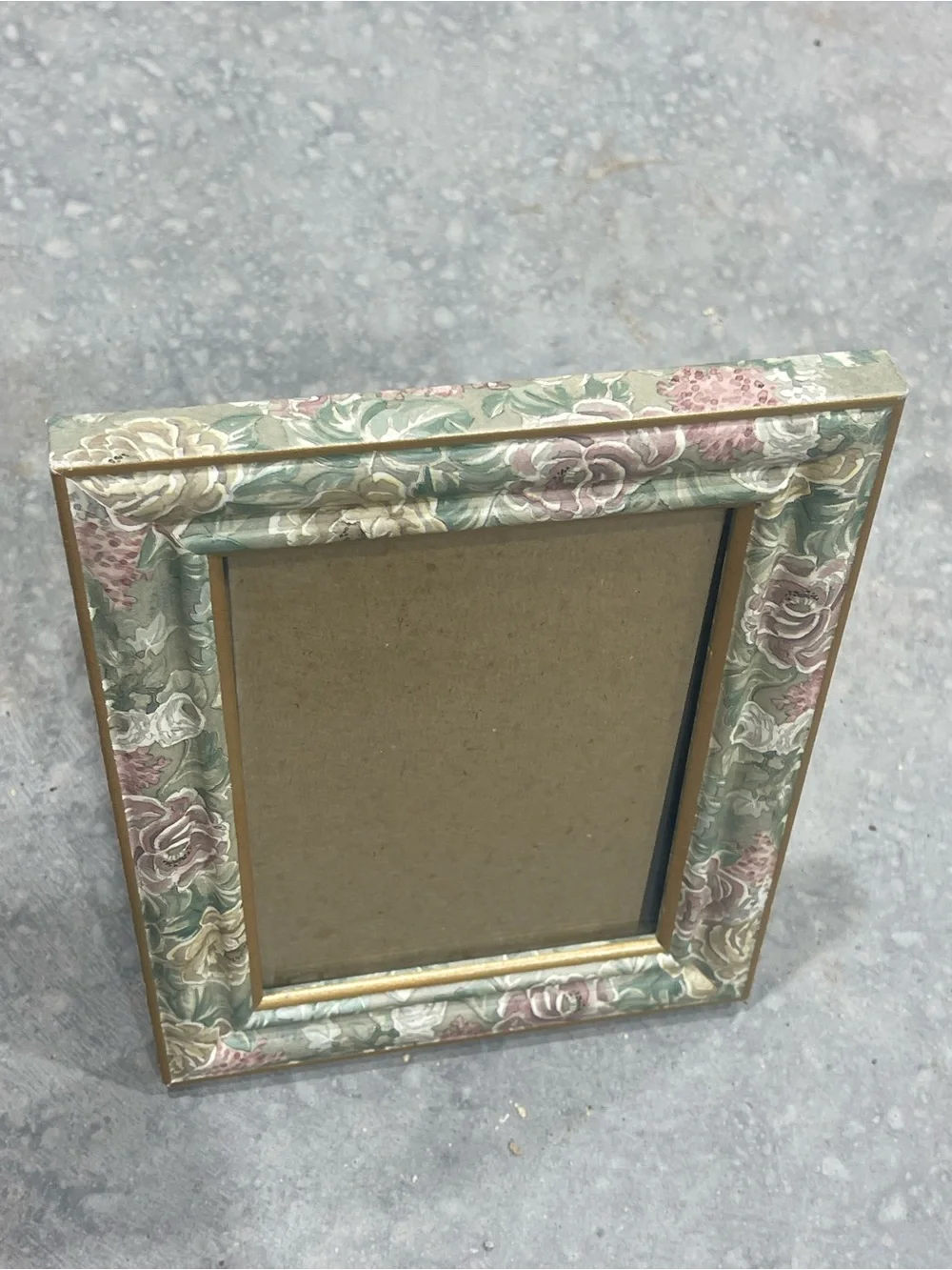 Floral Cottagecore Pattern - Portrait Photo Frame - Green Pink White Gold